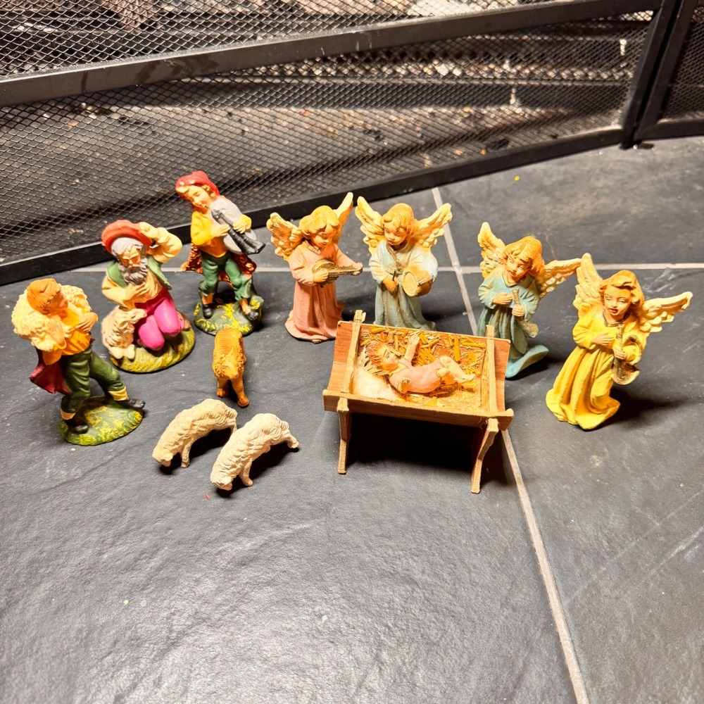 Vintage Handcrafted in Italy Nardi Nativity Scene Set of 11 Jesus Angels Animals